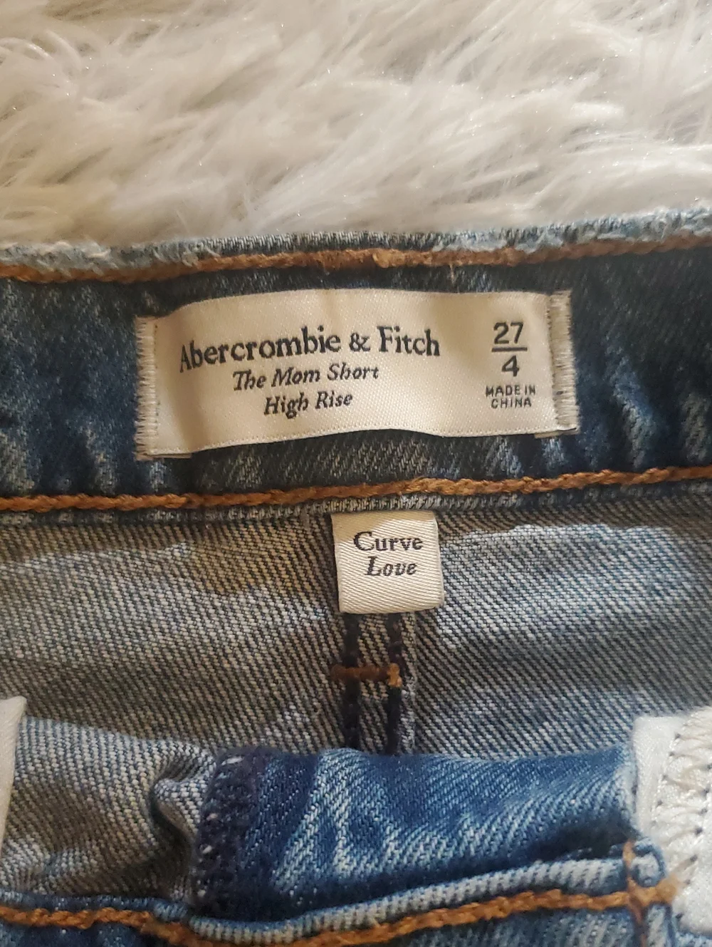 *Abercrombie & Fitch Mom Short High Rise Distressed Denim Cutoff Shorts - Blue*